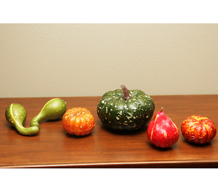 Northlight 6 Piece Red and Green Thanksgiving Harvest Artificial Gourds and Pumpkins 3.75" Set